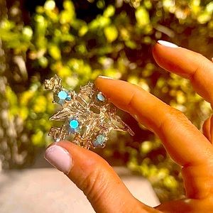 Antique Rhinestone Brooch •  aurora borealis